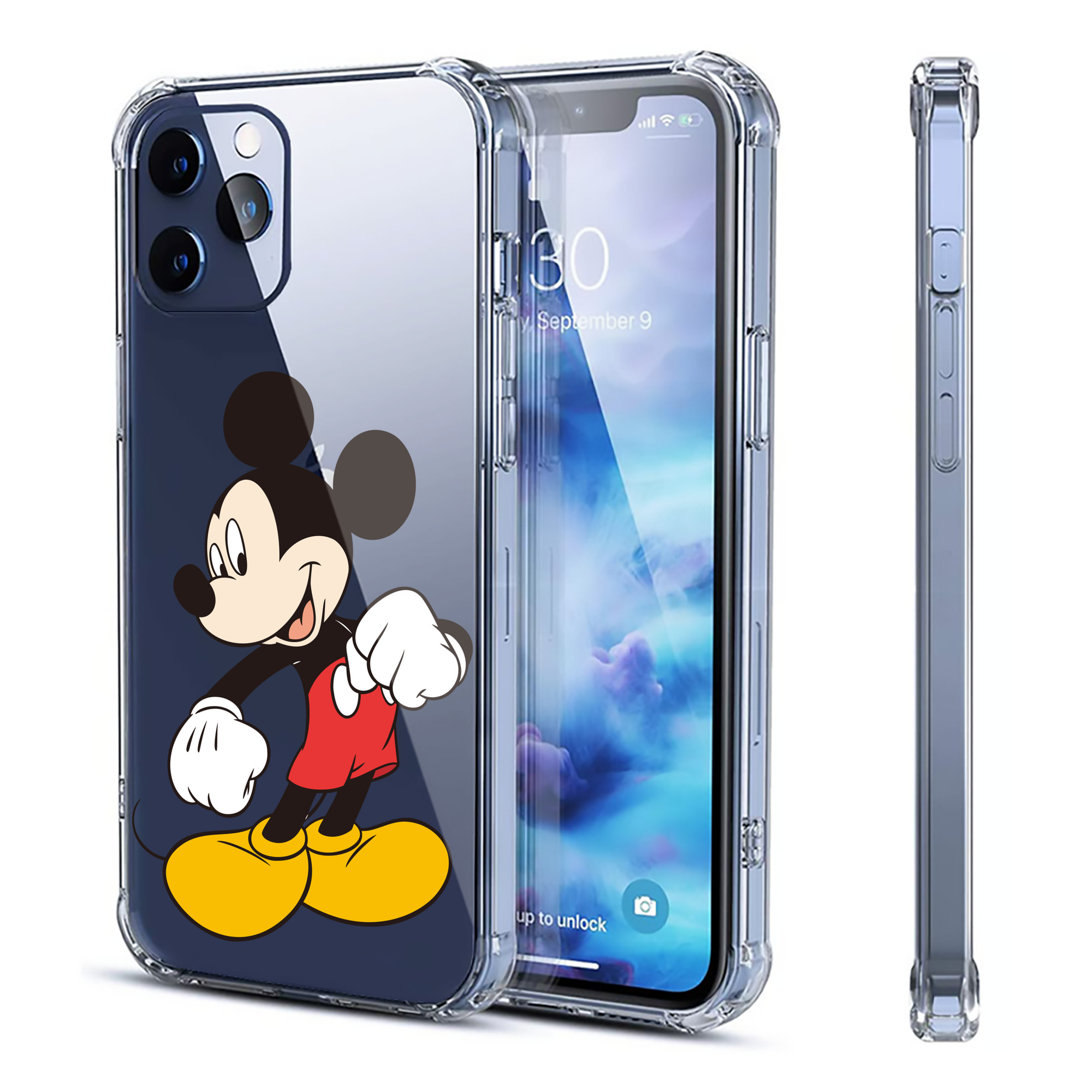 （画像用） ミッキーマウス Mickey Mouse 【iPhone 12シリーズ対応】透明スマホケース（クリアソフトケース）